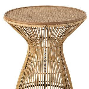 J-Line bijzettafel Rond Groeven – rotan – naturel