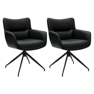 Furnhouse eetkamerstoelen armleuning Jessica – Zwart – Kunstleer – Set