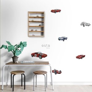 ESTAhome muursticker sportauto's rood, wit en blauw – 47.5 x 66 cm – 1 ESTAhome muursticker sportauto's rood, wit en blauw – 47.5 x 66 cm – 1