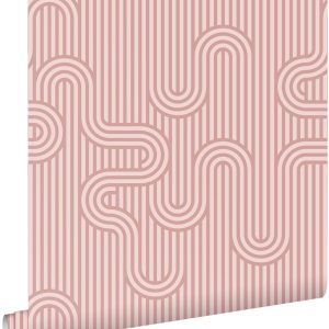 ESTAhome behang grafische lijnen oudroze – 50 x 900 cm – 131025