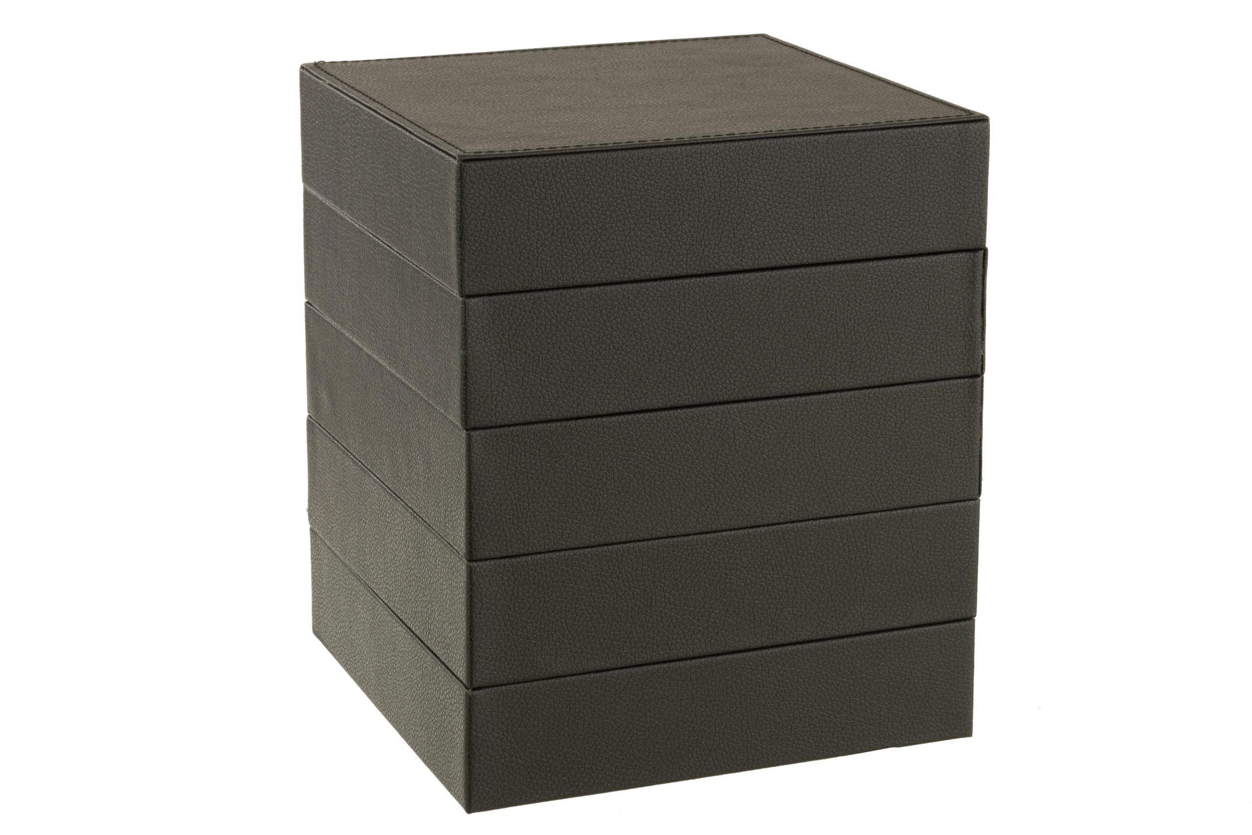 J-Line juwelendoos 4 Delen - hout/kunstleder - zwart
