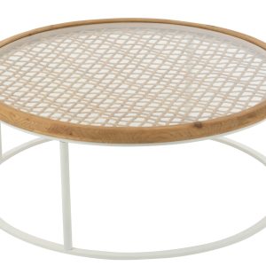 J-Line salontafel Mati – sparhout/metaal – naturel/wit J-Line salontafel Mati – sparhout/metaal – naturel/wit