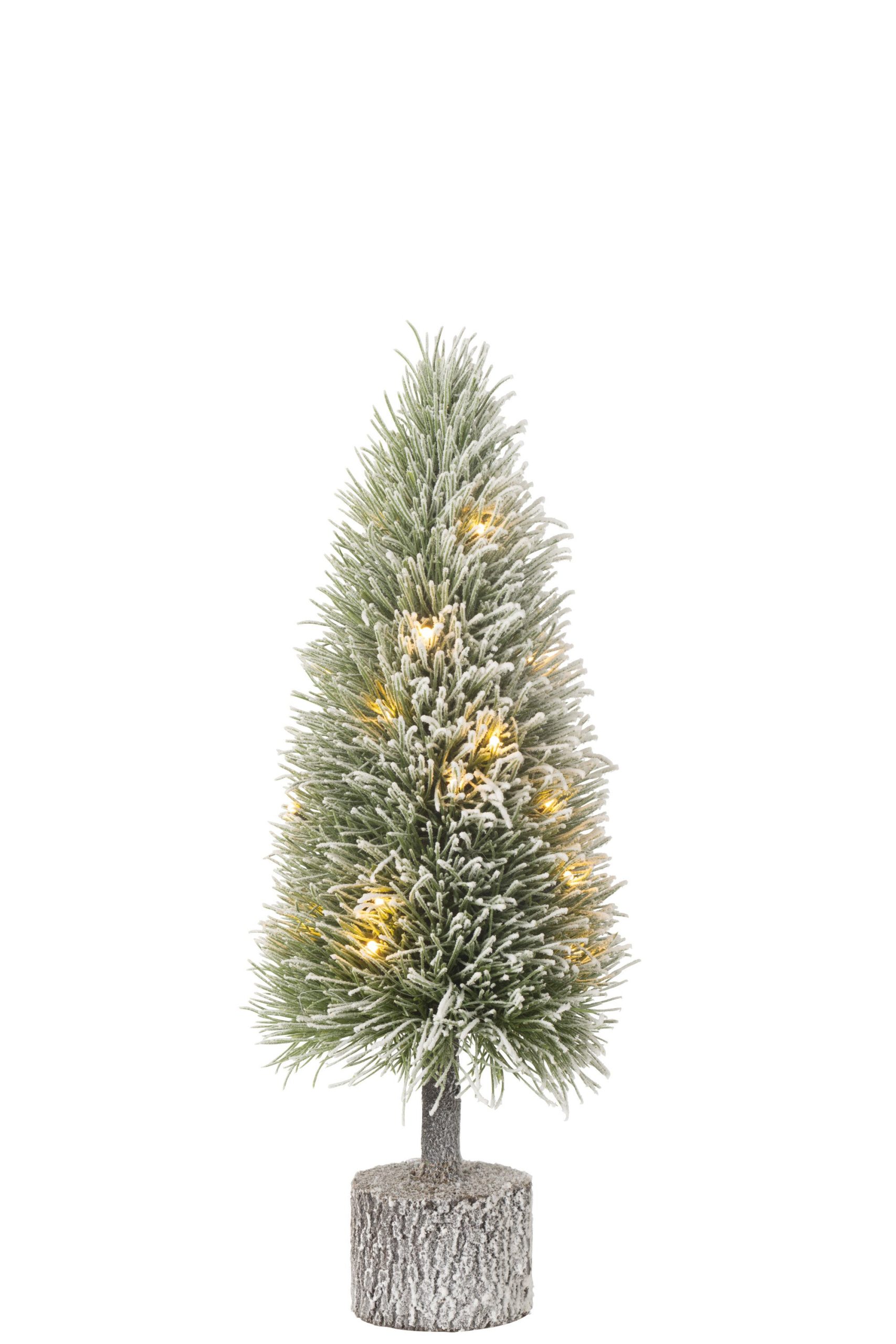 J-Line decoratie kerstboom Sneeuw - kunststof - groen - medium - LED l