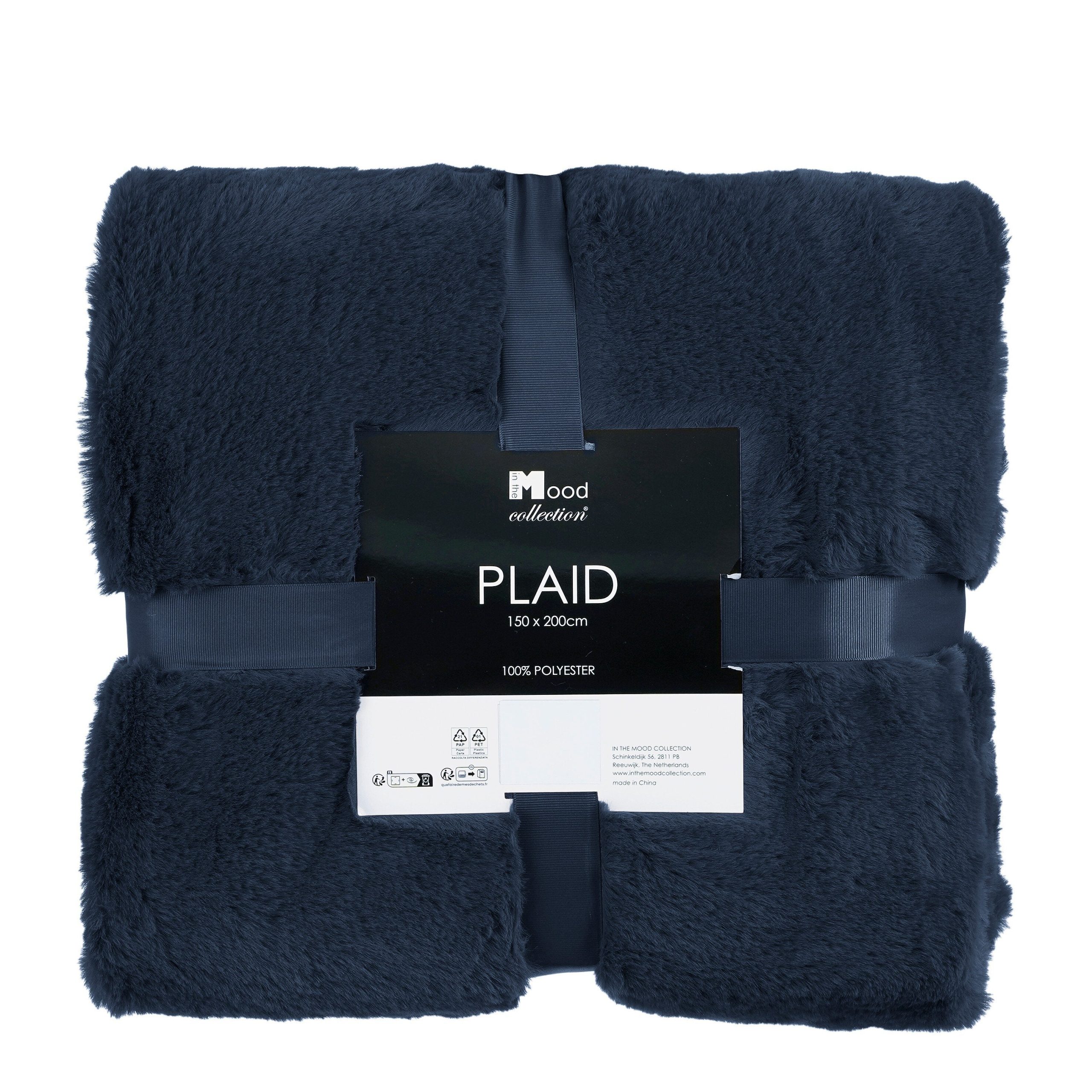 In The Mood Collection Bronte Fleece Deken - L200 x B150 cm - Donkerbl