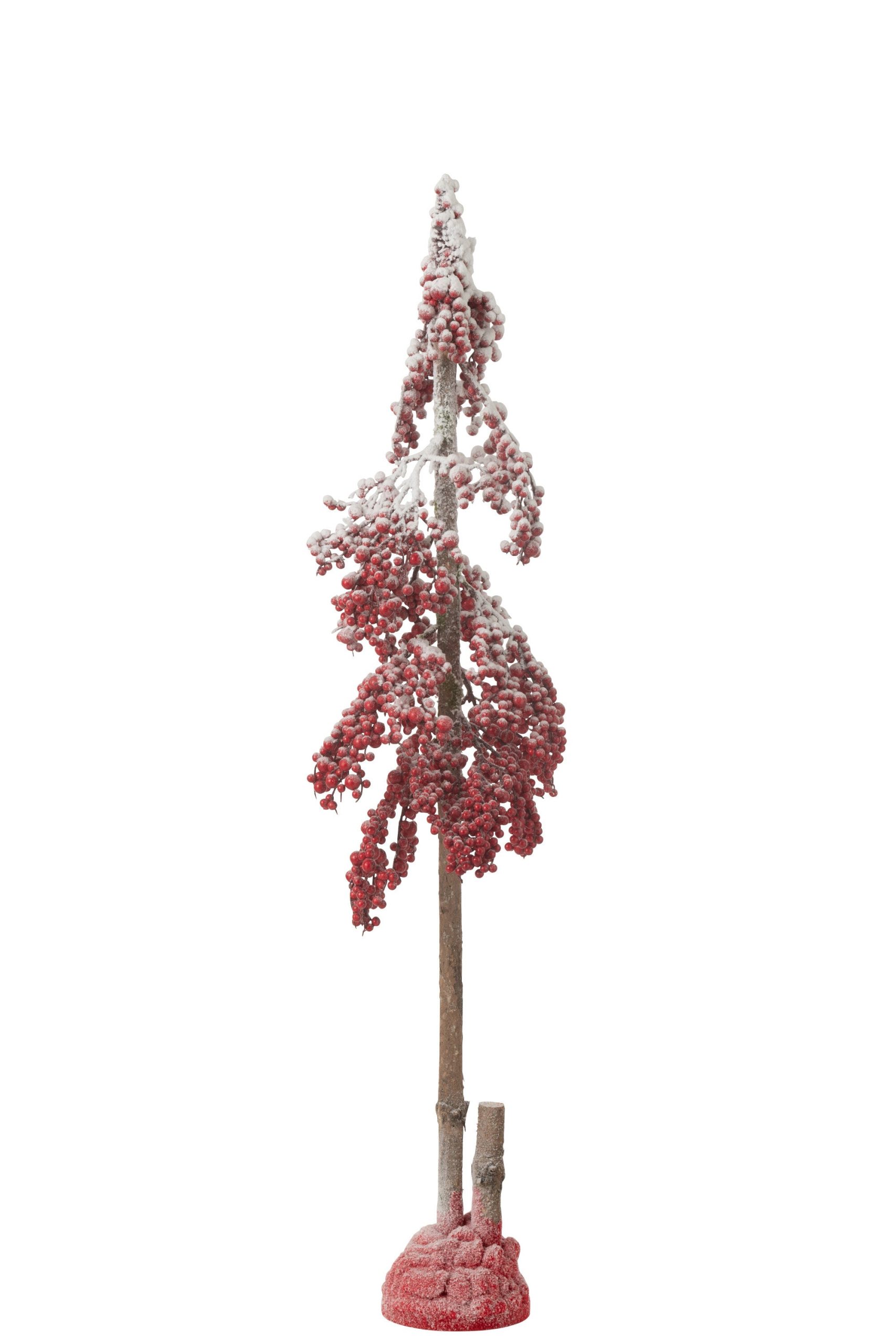 J-Line decoratie Kerstboom Grote Bessen - kunststof - rood - medium