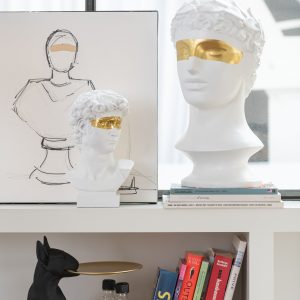 J-Line decoratie Hond Plateau – polyresin – zwart/goud