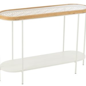 J-Line console Mati – sparhout/metaal – naturel/wit