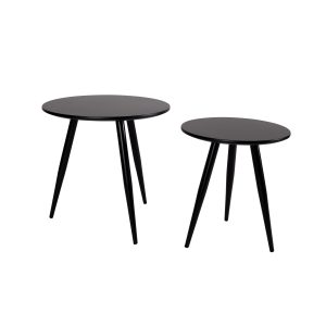 Housecraft Living Daven Bijzettafel Rond Hout Zwart – Set van 2