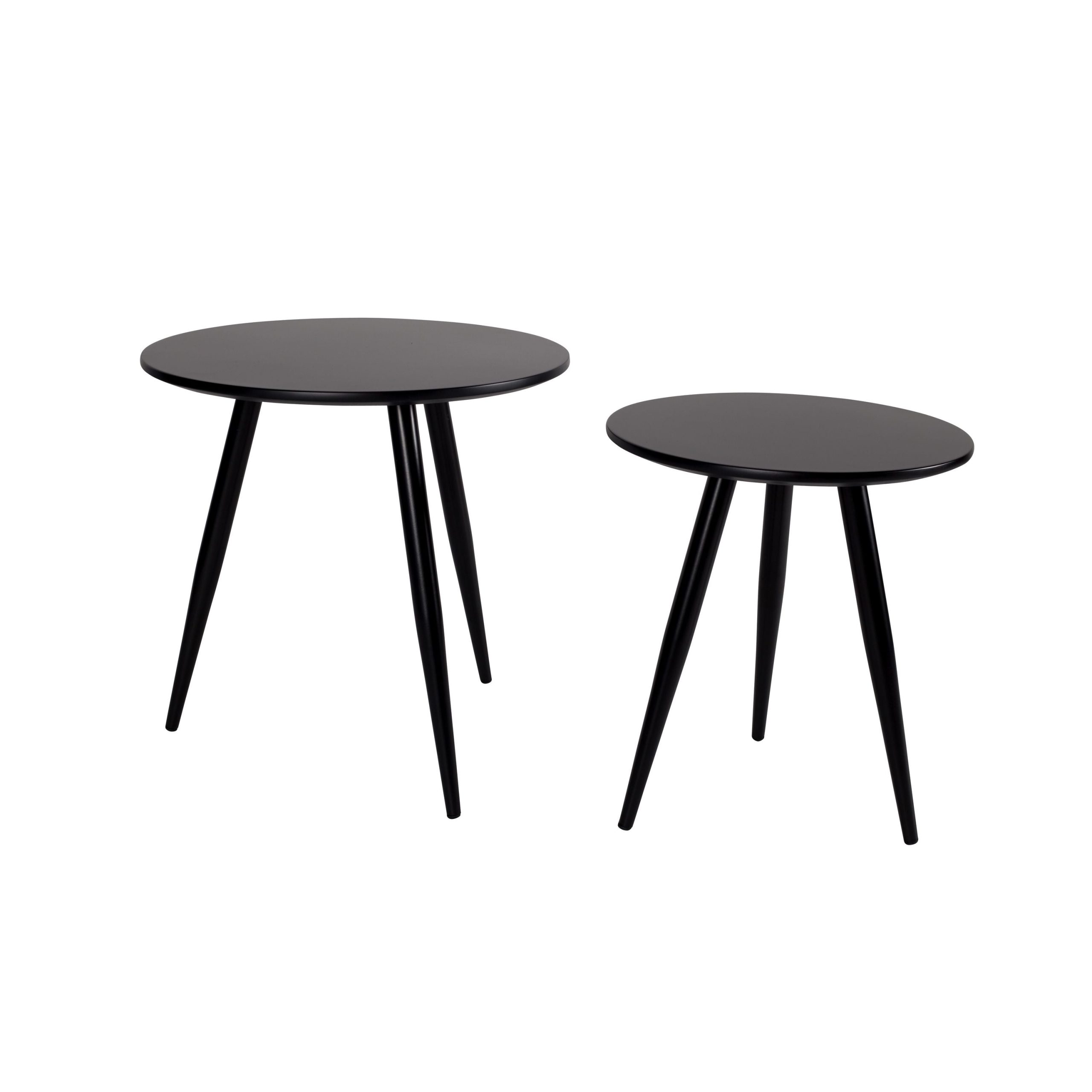 Housecraft Living Daven Bijzettafel Rond Hout Zwart - Set van 2