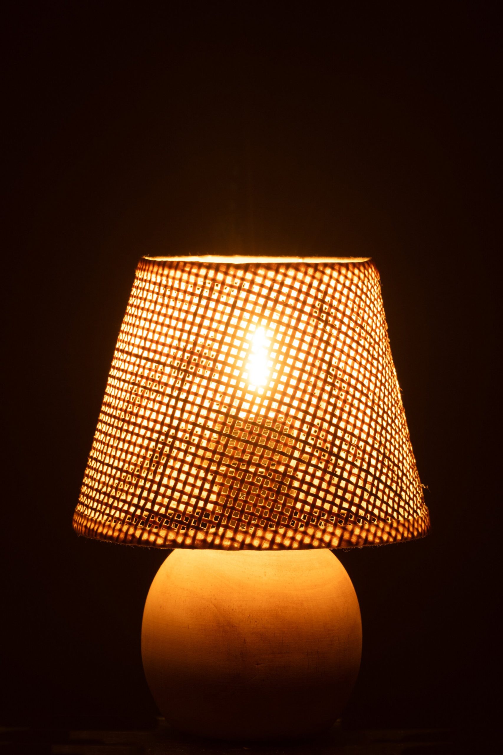 J-Line lamp Getwist - metaal/hout - naturel - LED lichtjes