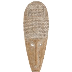 J-Line decoratie Masker Op Voet – polyresin – wit/naturel
