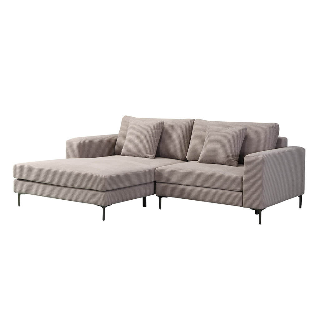 HOME DELUXE bank BELLANO beige M 238 x 188 x 94 cm - voetenbank: links
