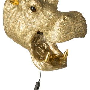J-Line wandlamp Nijlpaard Kop – polyresin – goud