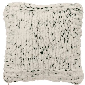 J-Line kussen Gebreeën – polyester – wit/groen