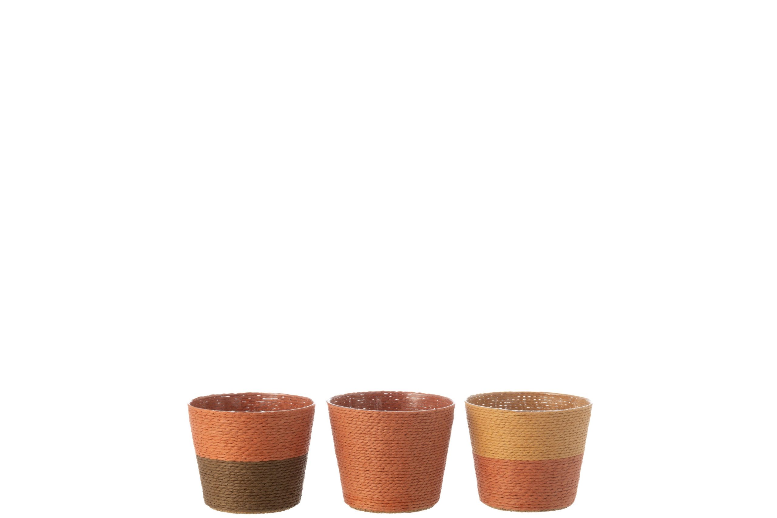 J-Line bloempot Touwtjes - papier - terracotta/oker/bruin - extra smal