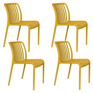 Housecraft Living Mante Tuinstoel Kunststof Geel – Set van 4