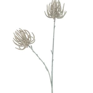 J-Line decoratie tak 2 Bloemen – kunststof – lichtgroen – 12 stuks