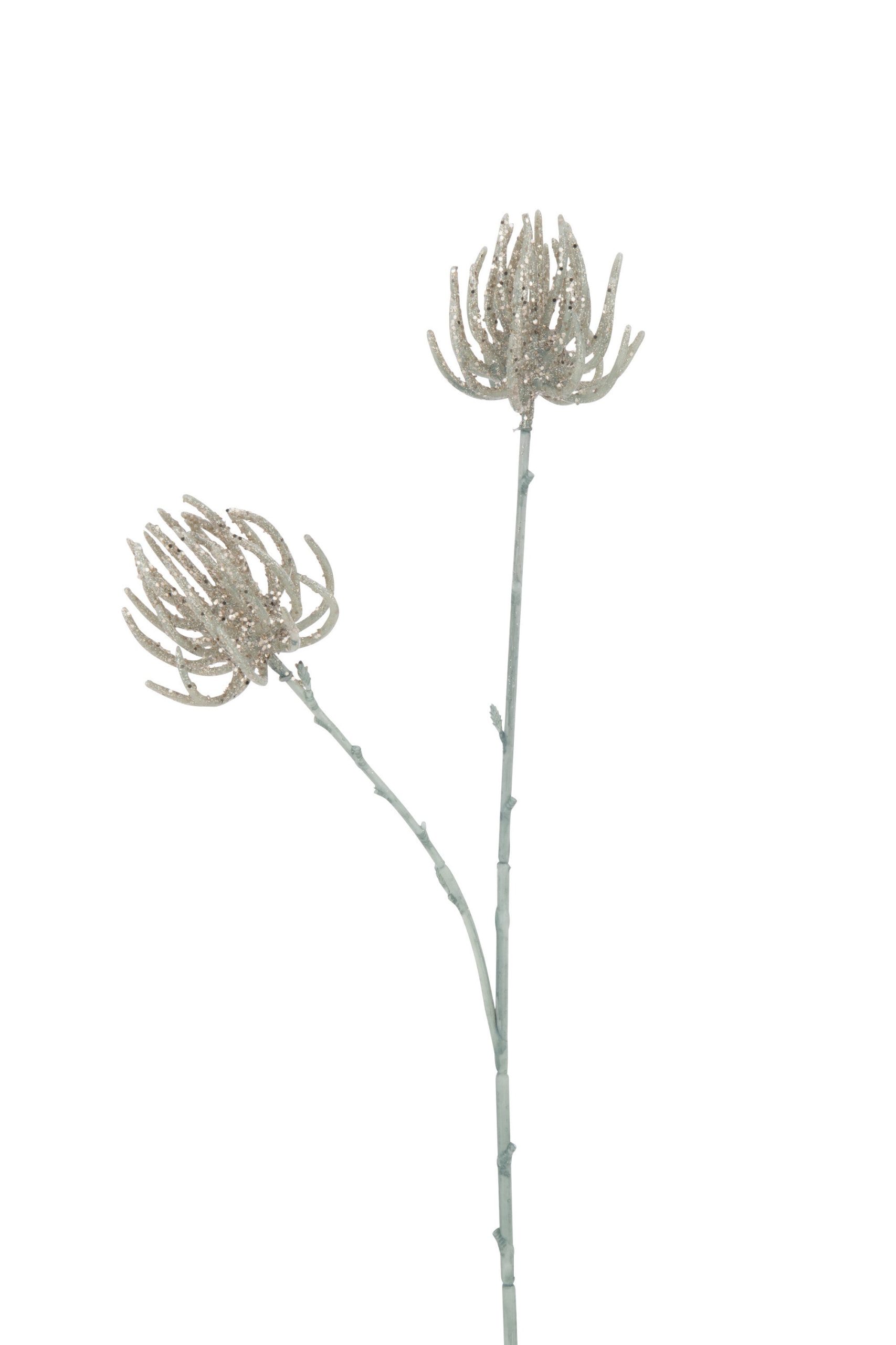 J-Line decoratie tak 2 Bloemen - kunststof - lichtgroen - 12 stuks