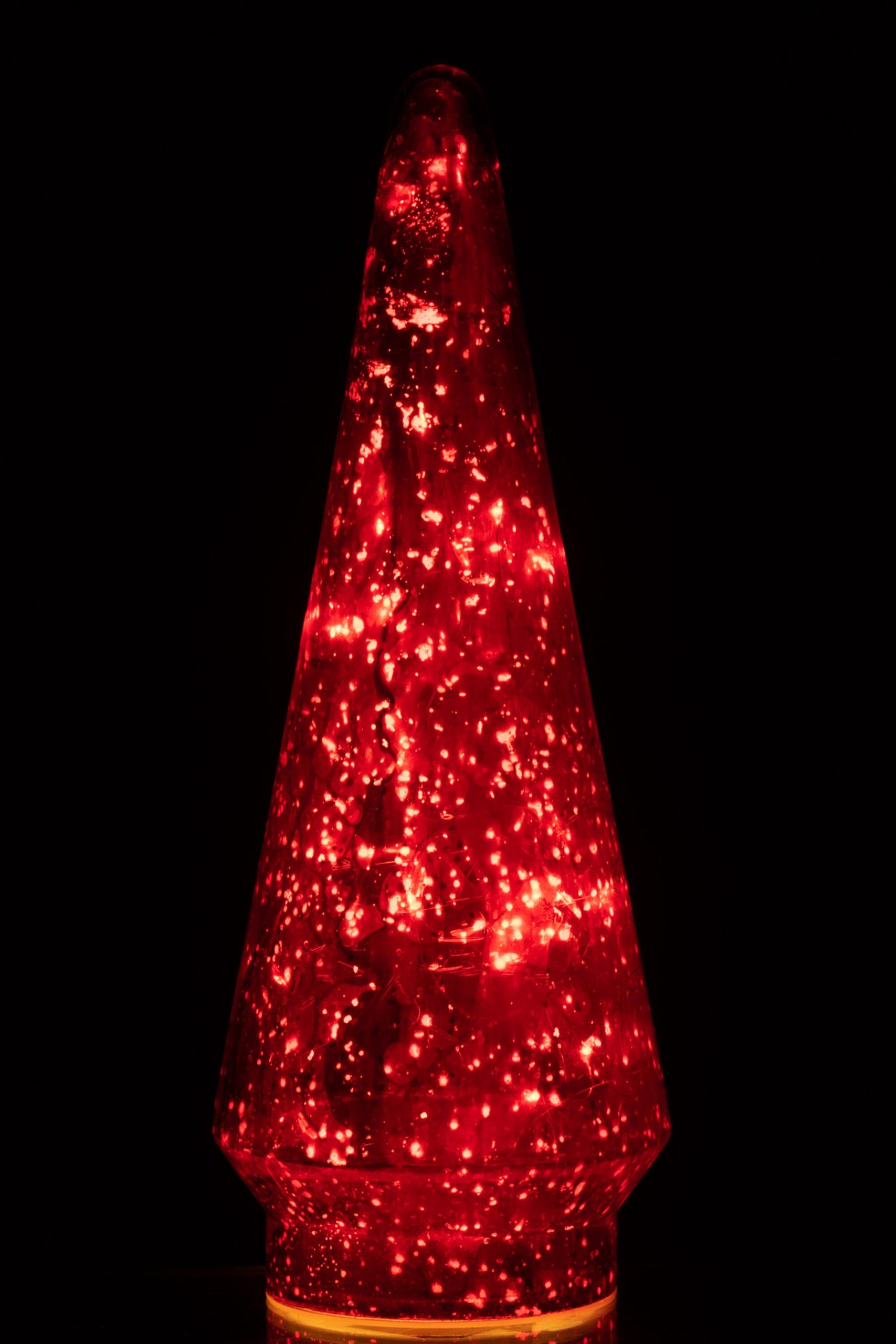 J-Line decoratie Kerstboom - glas - rood - large - LED lichtjes