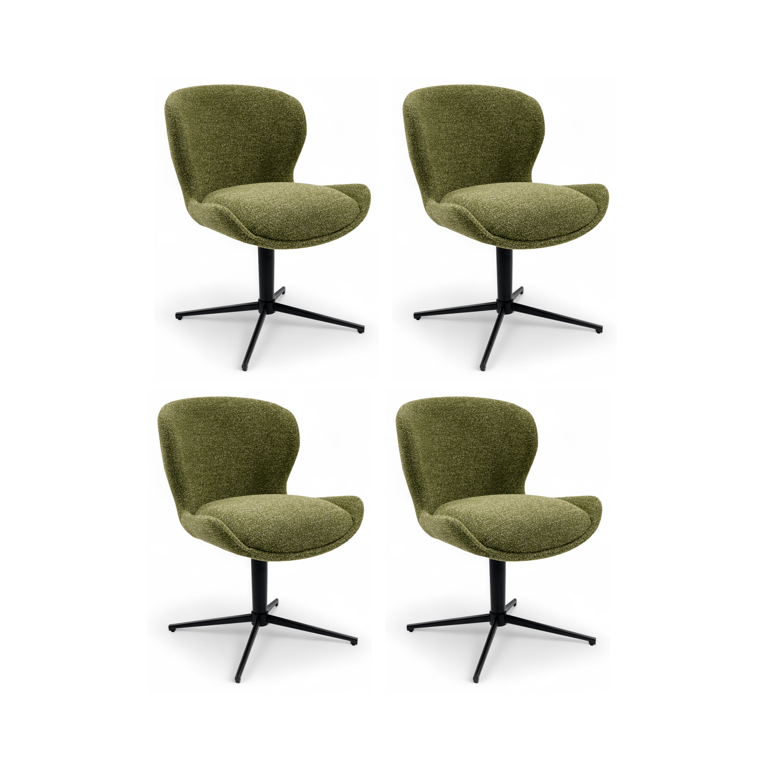 Furnhouse eetkamerstoel Nicklas - Groente - Stof (Bouclé) - Set van 4