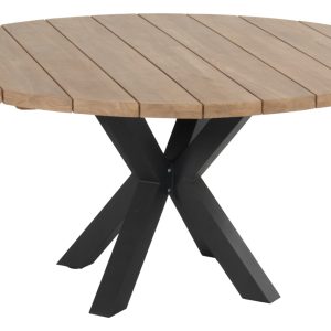 Hartman Tuintafel Stephanie – Naturel/Zwart Teakhout – Ø150x76cm