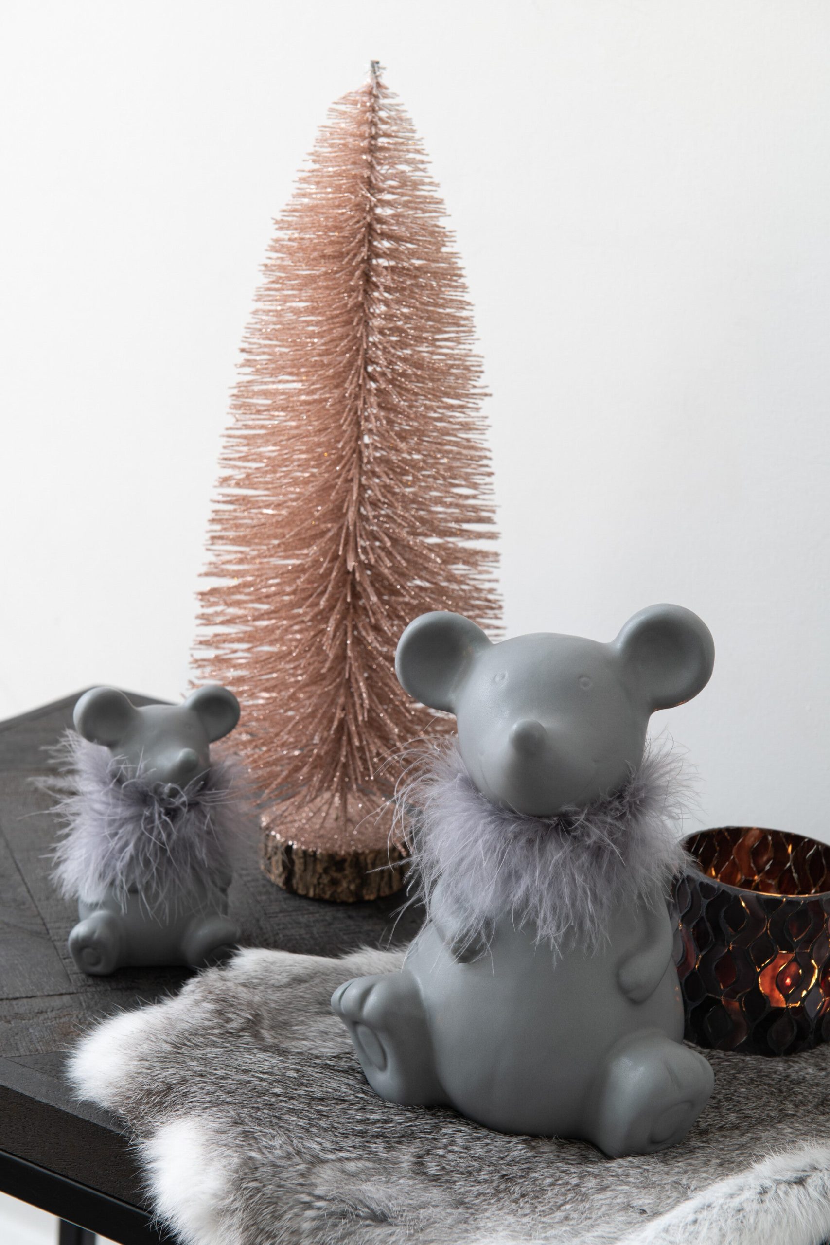 J-Line figuur Muis - keramiek - grijs - small