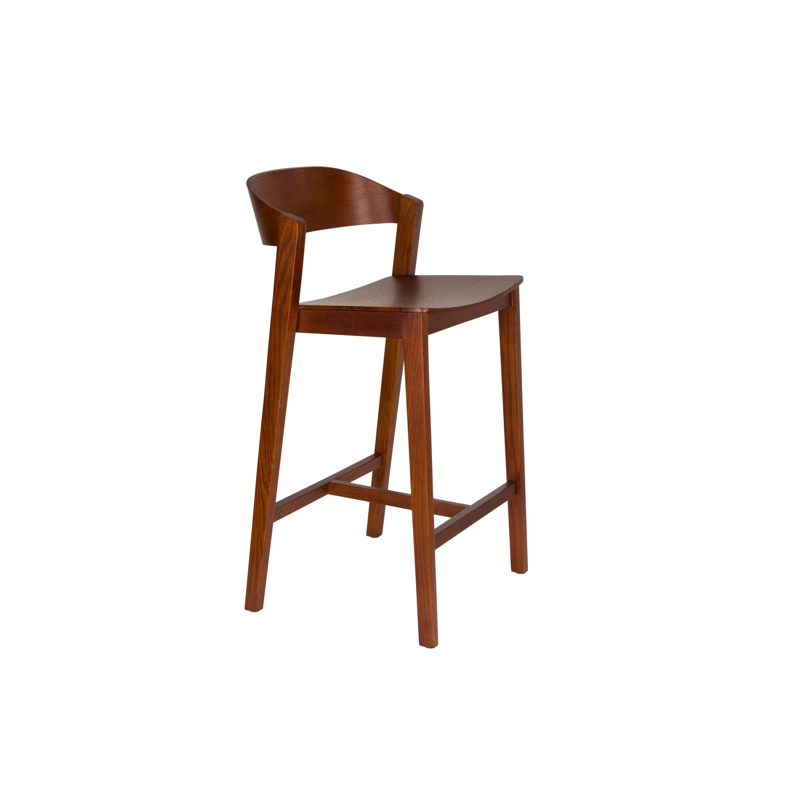 Housecraft Living Wooz Barkruk rugleuning 65 cm Eikenhout Walnoot Brui