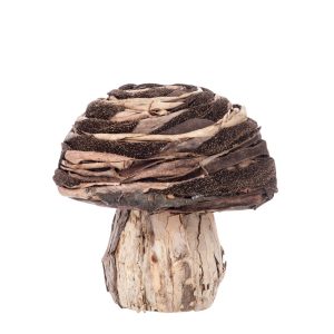 J-Line decoratie Paddestoel Glitter Lint – polyresin – bruin/naturel – J-Line decoratie Paddestoel Glitter Lint – polyresin – bruin/naturel –