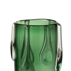 J-Line vaas Drippy – glas – groen – small – Ø 18.5 cm