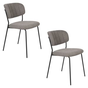 Housecraft Living Jolien Eetkamerstoelen Zwart/ Grijs – Set van 2 Housecraft Living Jolien Eetkamerstoelen Zwart/ Grijs – Set van 2