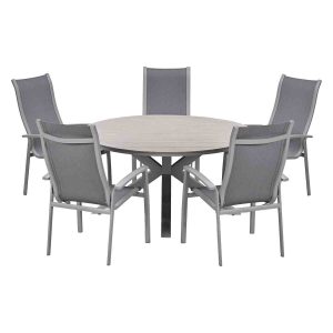 Garden Impressions Tuinset Hilly 6-delig taupe – Tulli tuintafel Ø148x