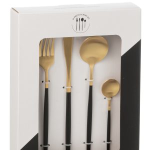 J-Line bestek – roestvrij staal – goud/zwart – box van 24 stuks J-Line bestek – roestvrij staal – goud/zwart – box van 24 stuks