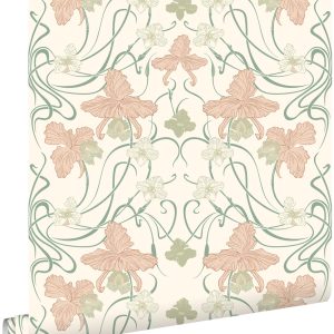 ESTAhome behang vintage bloemen in art nouveau stijl wit 53 cm x 10.05 ESTAhome behang vintage bloemen in art nouveau stijl wit 53 cm x 10.05