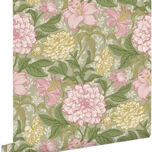 ESTAhome behang vintage bloemen paars, groen en geel – 50 x 900 cm – 1 ESTAhome behang vintage bloemen paars, groen en geel – 50 x 900 cm – 1