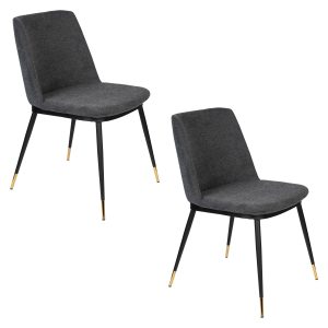 Housecraft Living Lionel Eetkamerstoelen Donkergrijs – Set van 2