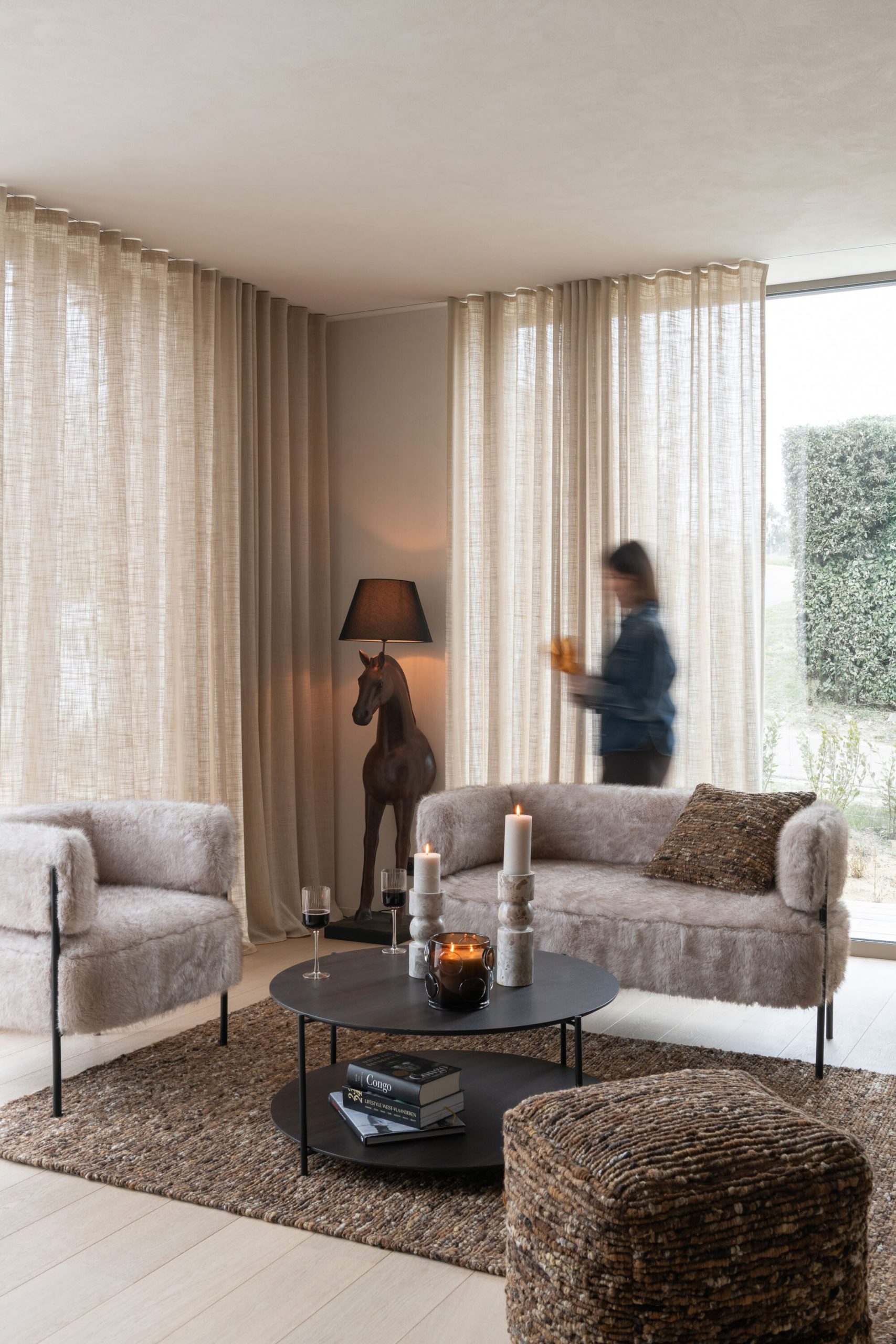 J-Line zetel 2-Zits Bont - hout - taupe