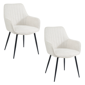Housecraft Living Maud Eetkamerstoelen Armleuning Off-White – Set van Housecraft Living Maud Eetkamerstoelen Armleuning Off-White – Set van