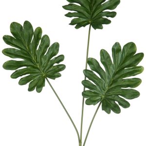 J-Line decoratie tak Philodendron 3 Delig – kunststof – groen – 12 st.