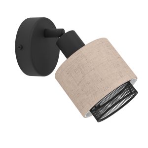 EGLO spot Rosley – e14 – ø 9 cm – zwart/beige – textiel EGLO spot Rosley – e14 – ø 9 cm – zwart/beige – textiel