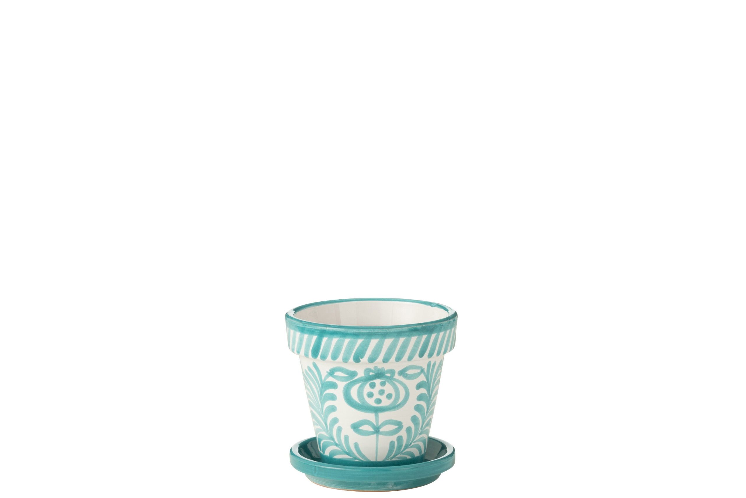 J-Line bloempot Granada Handmade + Painted - keramiek - aqua - small -