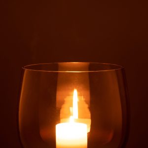 J-Line windlicht Rond – glas – geel/zilver – large J-Line windlicht Rond – glas – geel/zilver – large