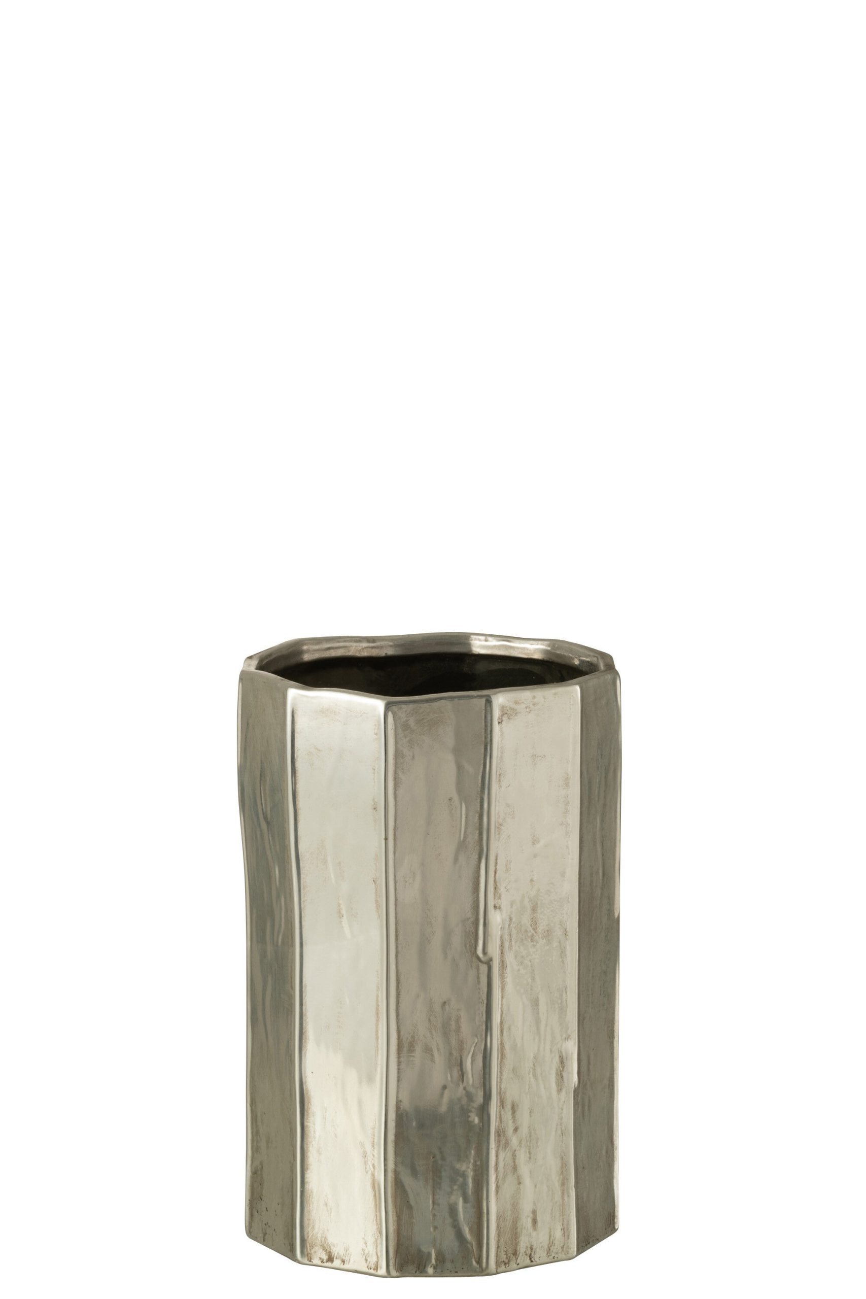 J-Line bloempot Ary - keramiek - zilver - large - Ø 20 cm