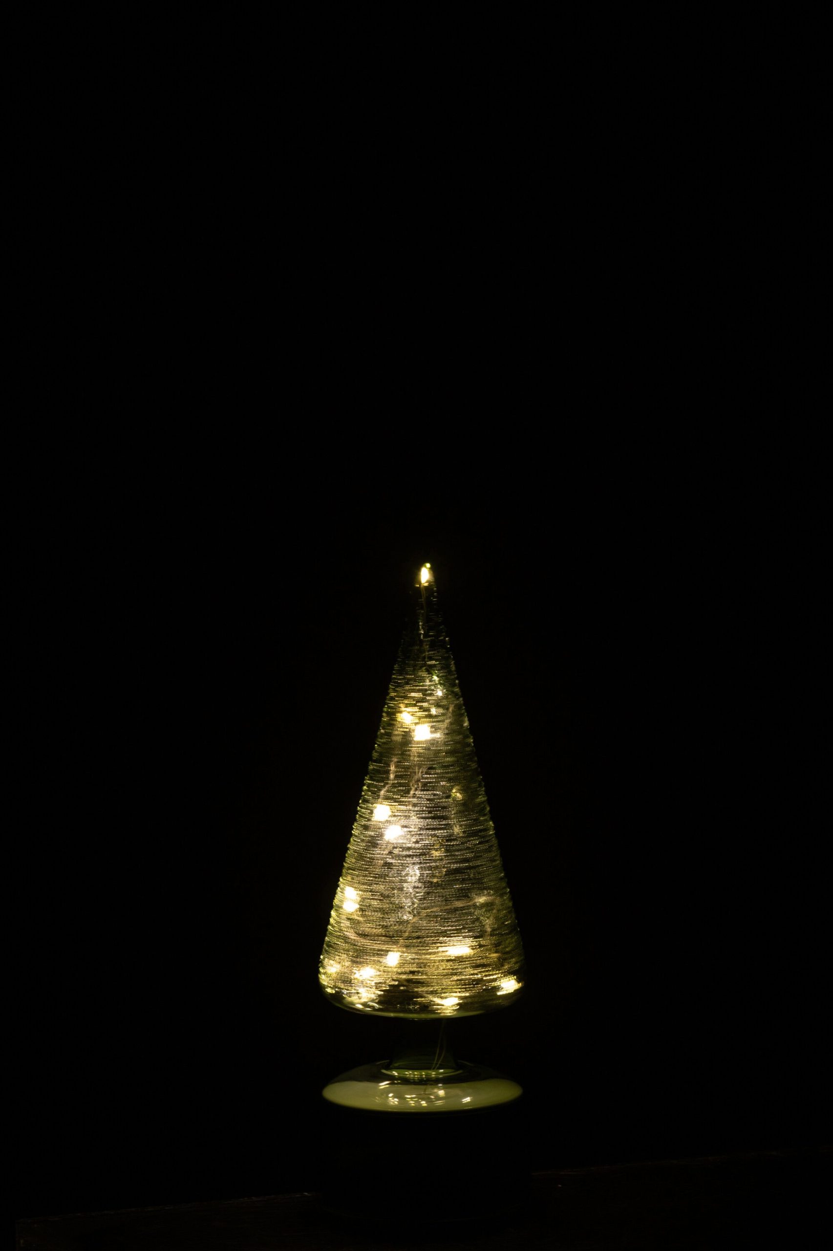 J-Line decoratie kerstboom Draaiend - glas - groen - small - LED licht