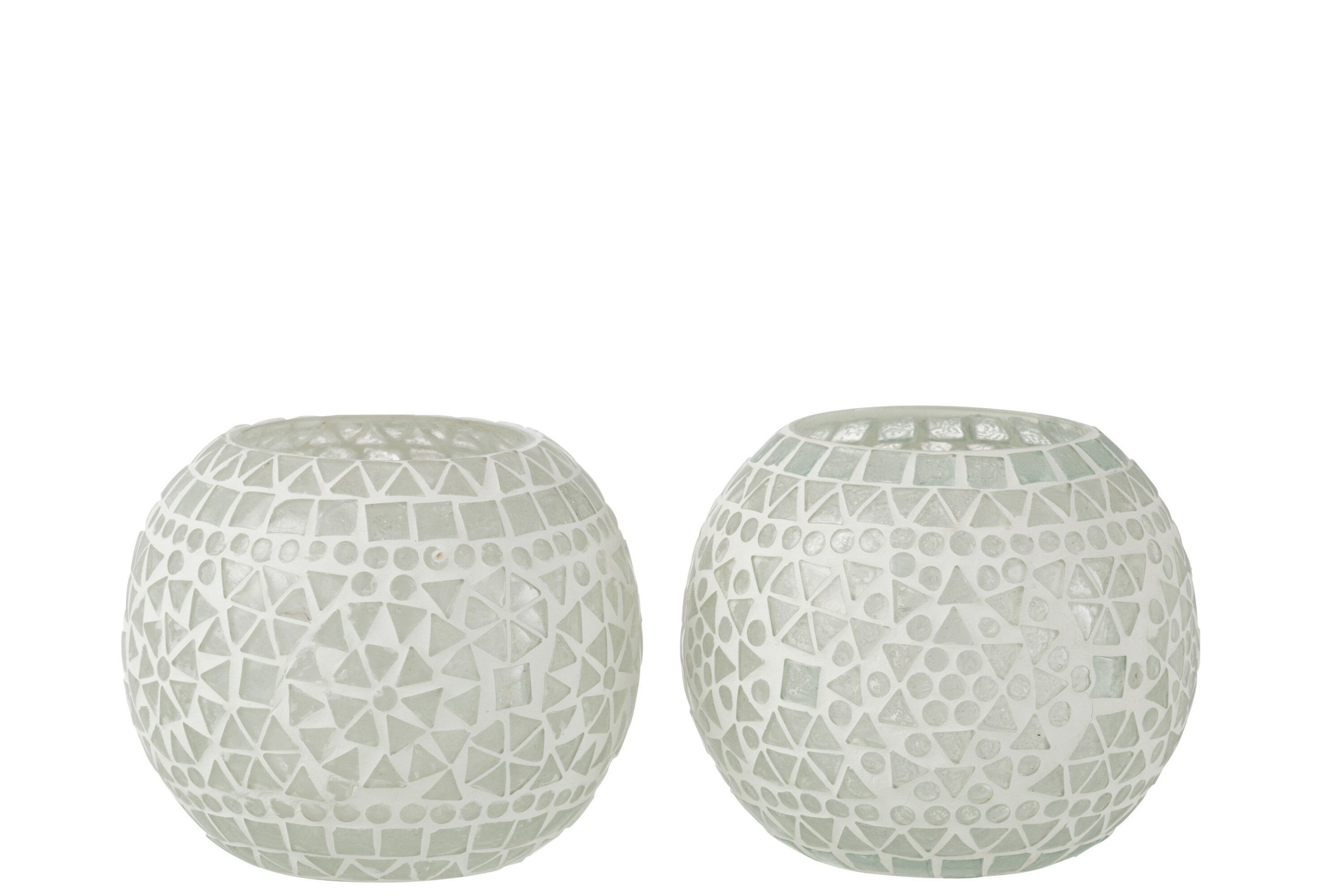 J-Line kaarshouder Eki Mozaiek - glas - wit - large - 2 stuks