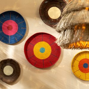 J-Line wanddecoratie plateau Cirkels + Lijnen – zeegras – mix – set va