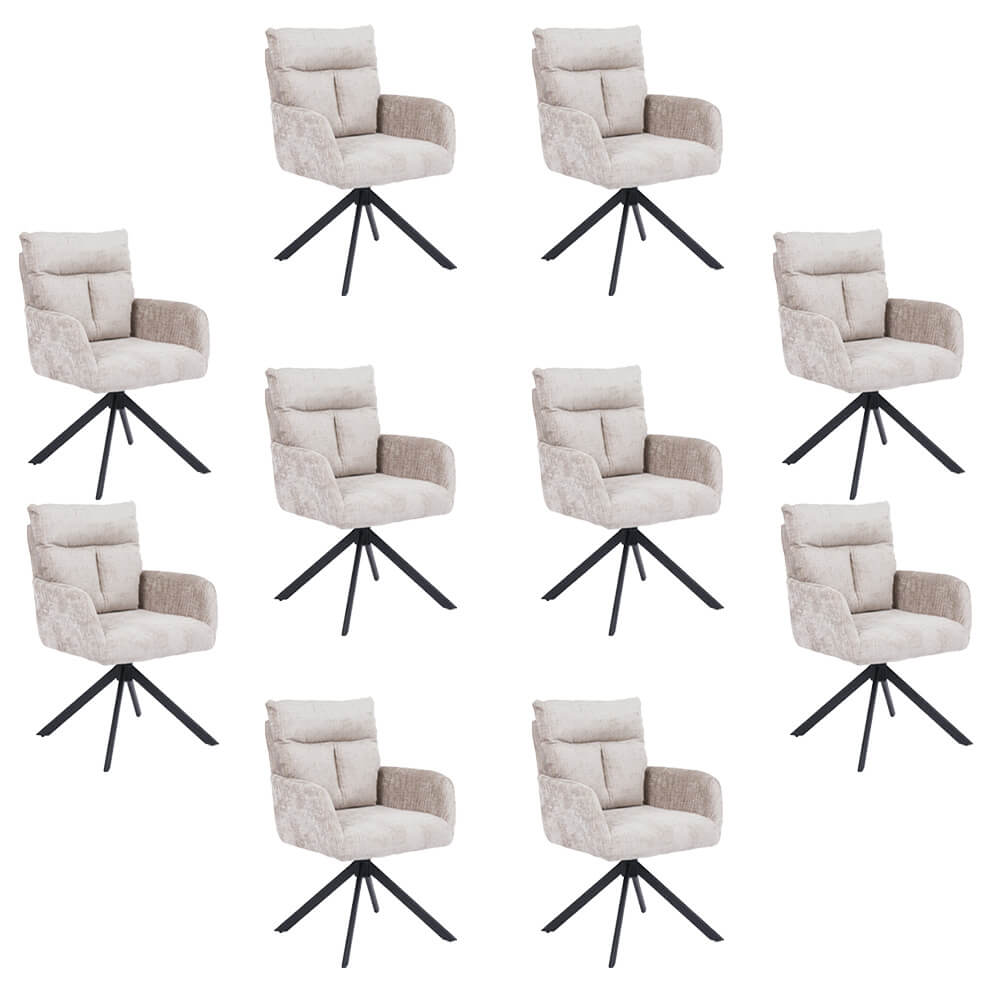 Home Deluxe ALUNA chenille eetkamerstoel met armleuningen - set van 10