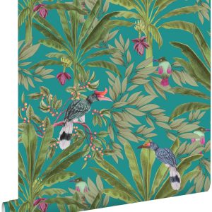 ESTAhome behang tropische jungle bladeren en paradijsvogels groen 53 c ESTAhome behang tropische jungle bladeren en paradijsvogels groen 53 c