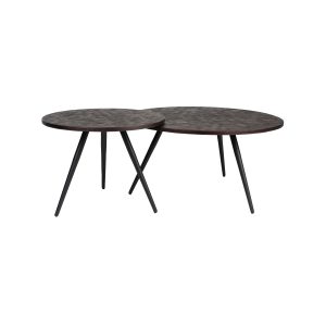 Housecraft Living Webster Salontafel en Bijzettafel Rond Teak Hout Bru