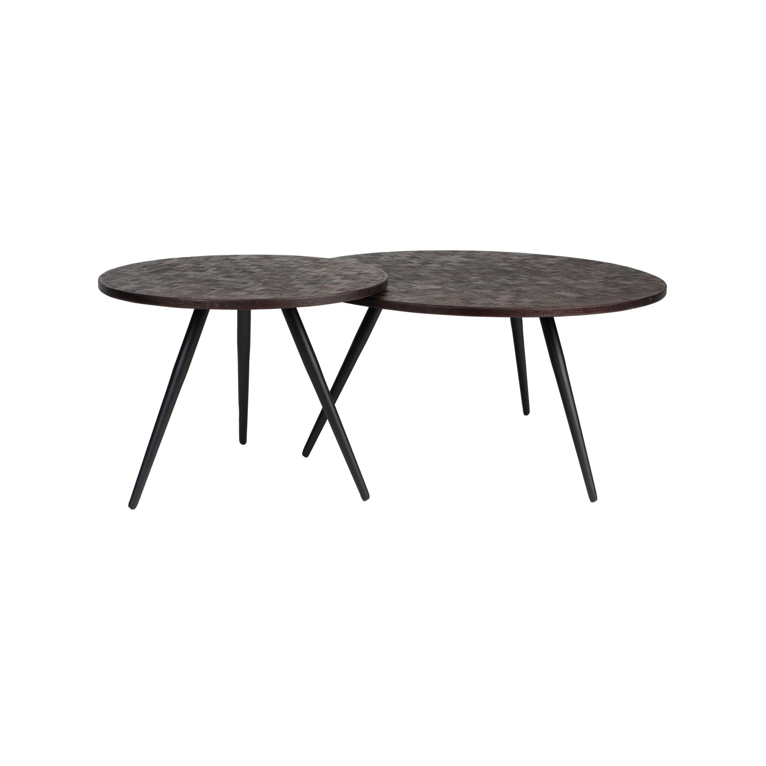 Housecraft Living Webster Salontafel en Bijzettafel Rond Teak Hout Bru