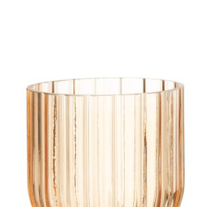 J-Line vaas Yari Strepen – glas – transparant/perzik – small – Ø 15 cm